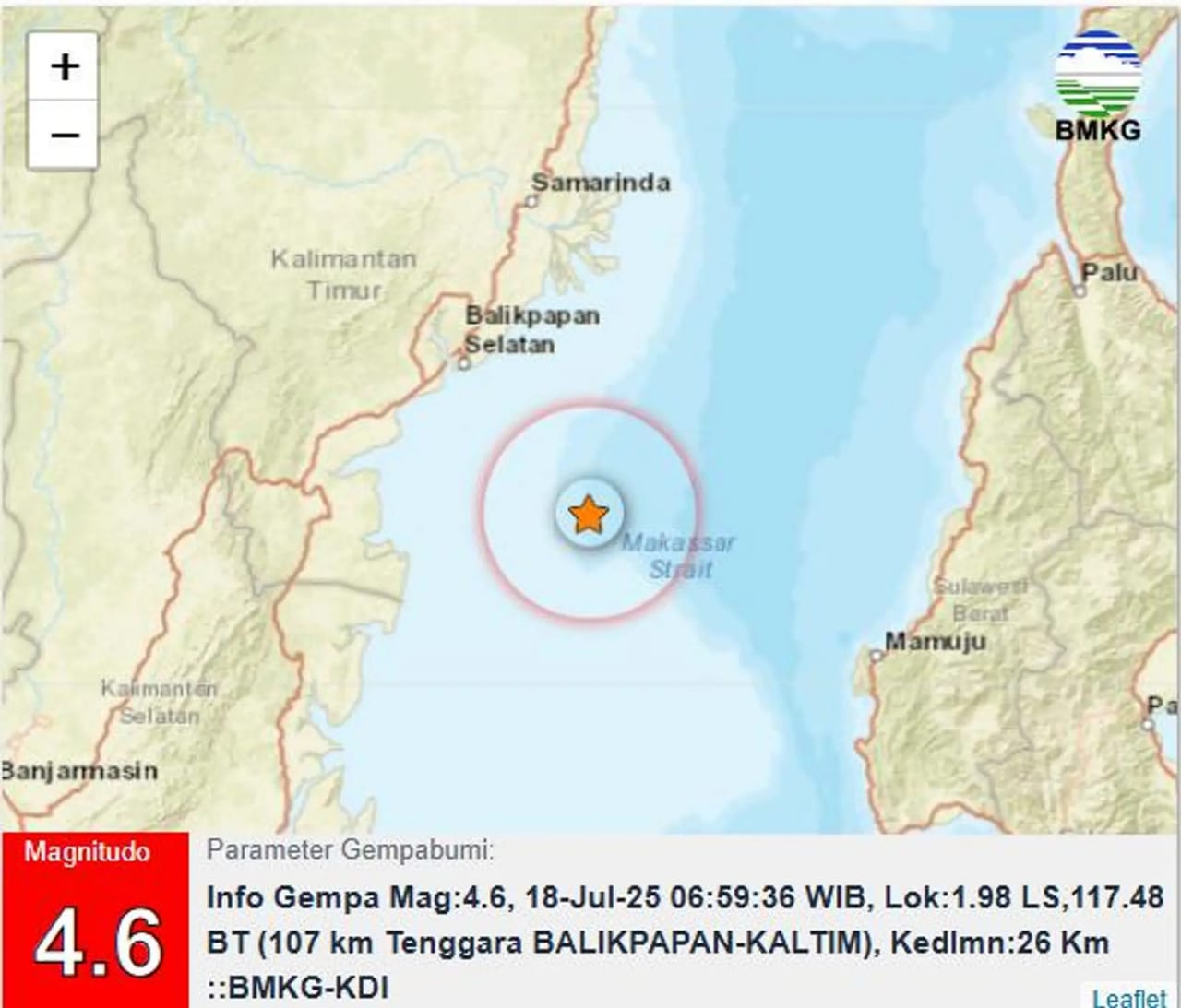 Gempa Guncang Balikpapan Pagi Ini, Terasa hingga Paser dan Batulicin